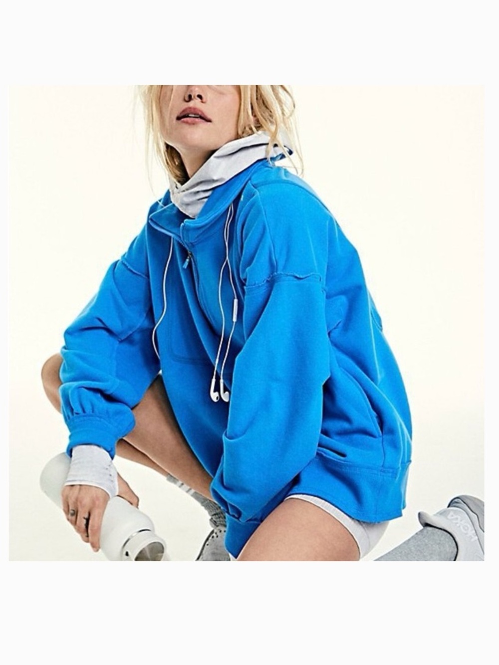 FP movement blue quarter zip pullover sweatshirt size medium cotton free people